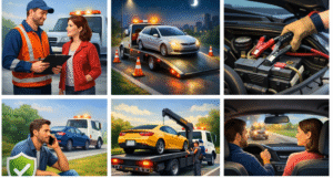 Professional towing service safely transporting a disabled vehicle
